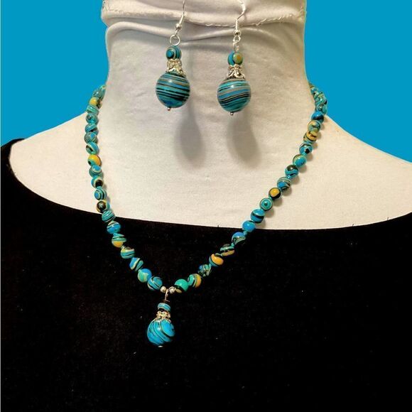 Multi Turquoise (Calcilica) Necklace Earring Set NWT Black Friday sale! - Picture 11 of 11